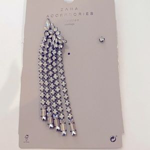 Zara Crystal waterfall earring + stud